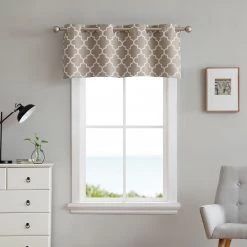HLC.ME Lattice Print Blackout Grommet Valance - Taupe