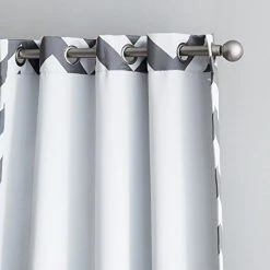 HLC.ME Blackout Curtains Chevron Print Blackout Grommet Curtain Panels - Grey - Set Of 2 11 HLC.ME Blackout Curtains Chevron Print Blackout Grommet Curtain Panels - Grey - Set Of 2