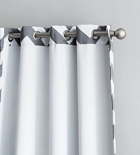 HLC.ME Blackout Curtains Chevron Print Blackout Grommet Curtain Panels - Grey - Set Of 2 5 HLC.ME Blackout Curtains Chevron Print Blackout Grommet Curtain Panels - Grey - Set Of 2