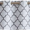 HLC.ME Faux Linen Curtains Lattice Print Blackout Grommet Valance - Platinum White & Grey