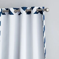 HLC.ME Chevron Print Blackout Grommet Curtain Panels - Navy Blue - Set Of 2 11 HLC.ME Chevron Print Blackout Grommet Curtain Panels - Navy Blue - Set Of 2