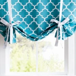 HLC.ME Lattice Print Blackout Tie Up Balloon Shade Valance - Teal
