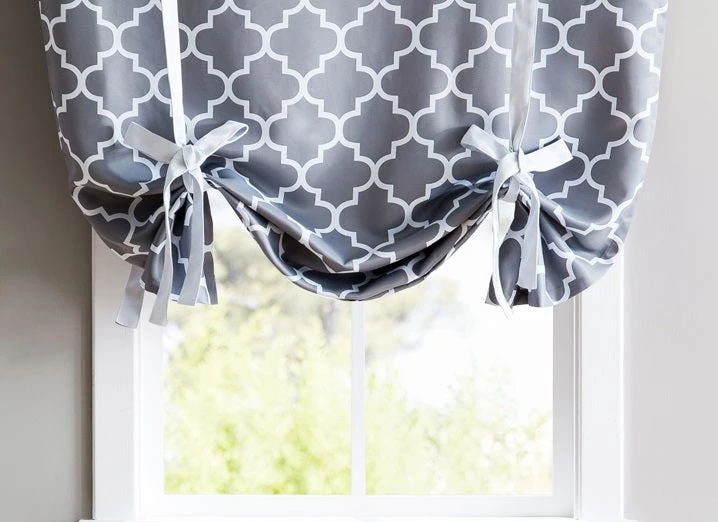 HLC.ME Lattice Print Blackout Tie Up Balloon Shade Valance - Grey 3 HLC.ME Lattice Print Blackout Tie Up Balloon Shade Valance - Grey