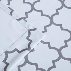 HLC.ME Faux Linen Curtains Lattice Print Blackout Grommet Valance - Platinum White & Grey