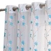 HLC.ME Emma Floral Sheer Grommet Curtain Panels - Turquoise - Set Of 2