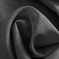 HLC.ME Faux Linen Curtains Lucento Sheer Grommet Valance - Charcoal Grey - Set Of 2