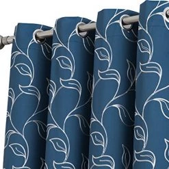 HLC.ME Onyx By Obscura Carol Floral Blackout Curtains - Teal - Set Of 2