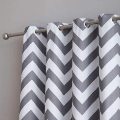 HLC.ME Blackout Curtains Chevron Print Blackout Grommet Curtain Panels - Grey - Set Of 2