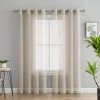 HLC.ME Sheer Grommet Curtain Panels - Beige - Set Of 2 Sheer Curtains