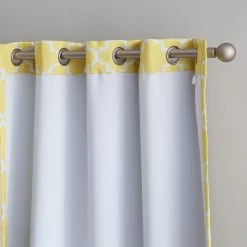 HLC.ME Lattice Print Blackout Grommet Curtain Panels - Bright Yellow - Set Of 2 Blackout Curtains