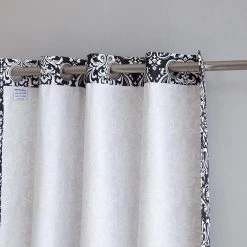 HLC.ME Damask Print 100% Blackout Grommet Curtain Panels - Black - Set Of 2