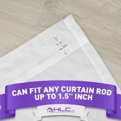 HLC.ME Lucento Sheer Rod Pocket Valance - White - Set Of 2 Faux Linen Curtains