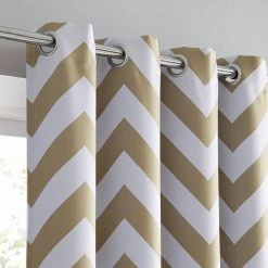 HLC.ME Chevron Print Blackout Grommet Curtain Panels - Taupe - Set Of 2