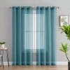 HLC.ME Sheer Grommet Curtain Panels - Aqua Blue (Teal) - Set Of 2 Sheer Curtains