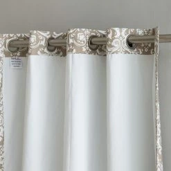 HLC.ME Damask Print 100% Blackout Grommet Curtain Panels - Taupe - Set Of 2