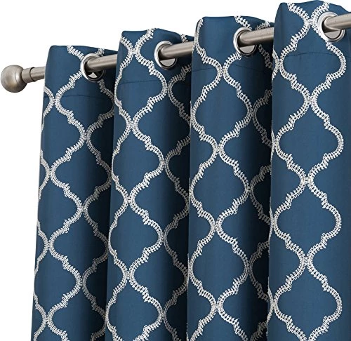 HLC.ME Lattice Embroidered Blackout Grommet Valance - Teal 4 HLC.ME Lattice Embroidered Blackout Grommet Valance - Teal