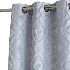 HLC.ME Trellis Flocked 100% Blackout Grommet Patio Door Panel - Light Grey Faux Linen Curtains