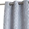 HLC.ME Blackout Curtains Trellis Flocked 100% Blackout Grommet Curtain Panels - Light Grey - Set Of 2