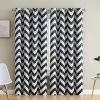 HLC.ME Blackout Curtains Chevron Print Blackout Grommet Curtain Panels - Black - Set Of 2