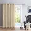 HLC.ME Faux Linen Curtains Lucento Sheer Grommet Patio Door Panel - Beige
