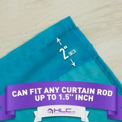 HLC.ME Sheer Curtains Lucento Sheer Rod Pocket Curtain Panels - Turquoise - Set Of 2