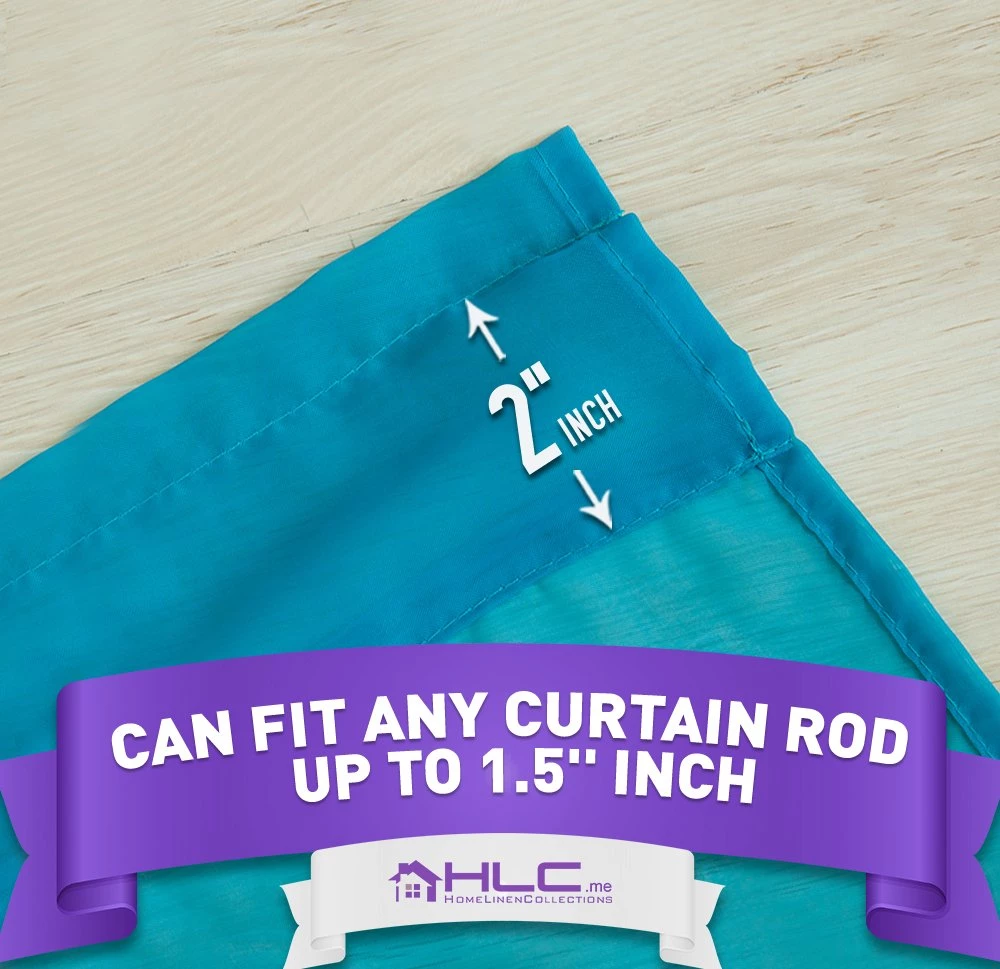 HLC.ME Sheer Curtains Lucento Sheer Rod Pocket Curtain Panels - Turquoise - Set Of 2 4 HLC.ME Sheer Curtains Lucento Sheer Rod Pocket Curtain Panels - Turquoise - Set Of 2