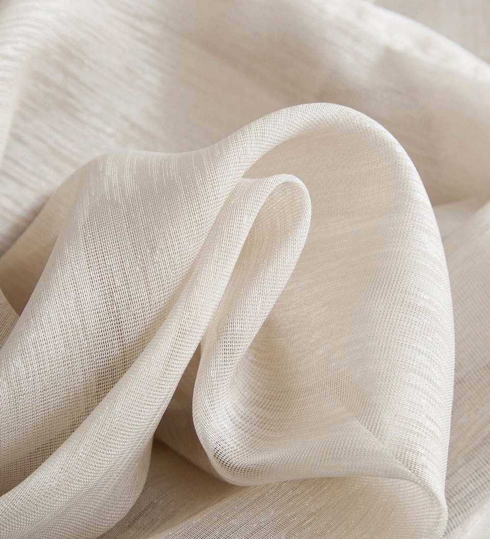 HLC.ME Faux Linen Curtains Lucento Sheer Grommet Valance - Beige - Set Of 2 5 HLC.ME Faux Linen Curtains Lucento Sheer Grommet Valance - Beige - Set Of 2