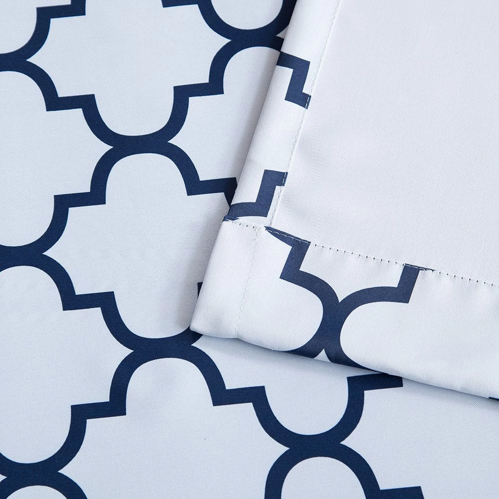 HLC.ME Lattice Print Blackout Grommet Valance - Platinum White & Navy 5 HLC.ME Lattice Print Blackout Grommet Valance - Platinum White & Navy