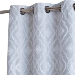 HLC.ME Blackout Curtains Trellis Flocked 100% Blackout Grommet Curtain Panels - White - Set Of 2