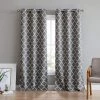 HLC.ME Lattice Print Blackout Grommet Curtain Panels - Grey - Set Of 2