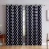 HLC.ME Blackout Curtains Lattice Print Blackout Grommet Curtain Panels - Black - Set Of 2