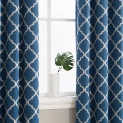 HLC.ME Lattice Embroidered Blackout Grommet Patio Door Panel - Teal 12 HLC.ME Lattice Embroidered Blackout Grommet Patio Door Panel - Teal