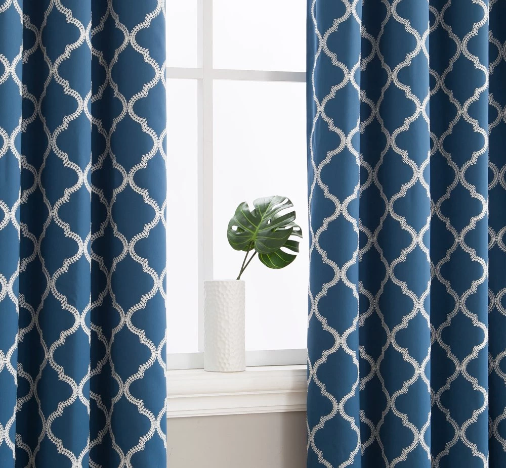 HLC.ME Lattice Embroidered Blackout Grommet Patio Door Panel - Teal 5 HLC.ME Lattice Embroidered Blackout Grommet Patio Door Panel - Teal