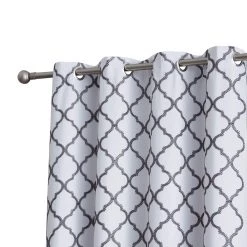 HLC.ME Lattice Embroidered Blackout Grommet Patio Door Panel - Grey/White