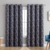 HLC.ME Faux Linen Curtains Carol Floral Blackout Grommet Patio Door Panel - Grey
