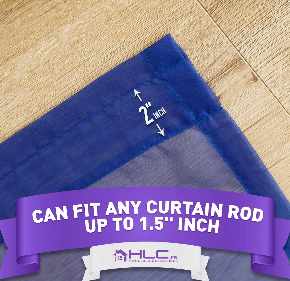 HLC.ME Lucento Sheer Rod Pocket Curtain Panels - Royal Blue - Set Of 2 Sheer Curtains 4 HLC.ME Lucento Sheer Rod Pocket Curtain Panels - Royal Blue - Set Of 2 Sheer Curtains