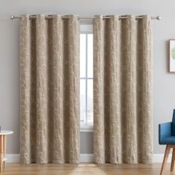 HLC.ME Carol Floral Blackout Grommet Patio Door Panel - Taupe/ Ivory