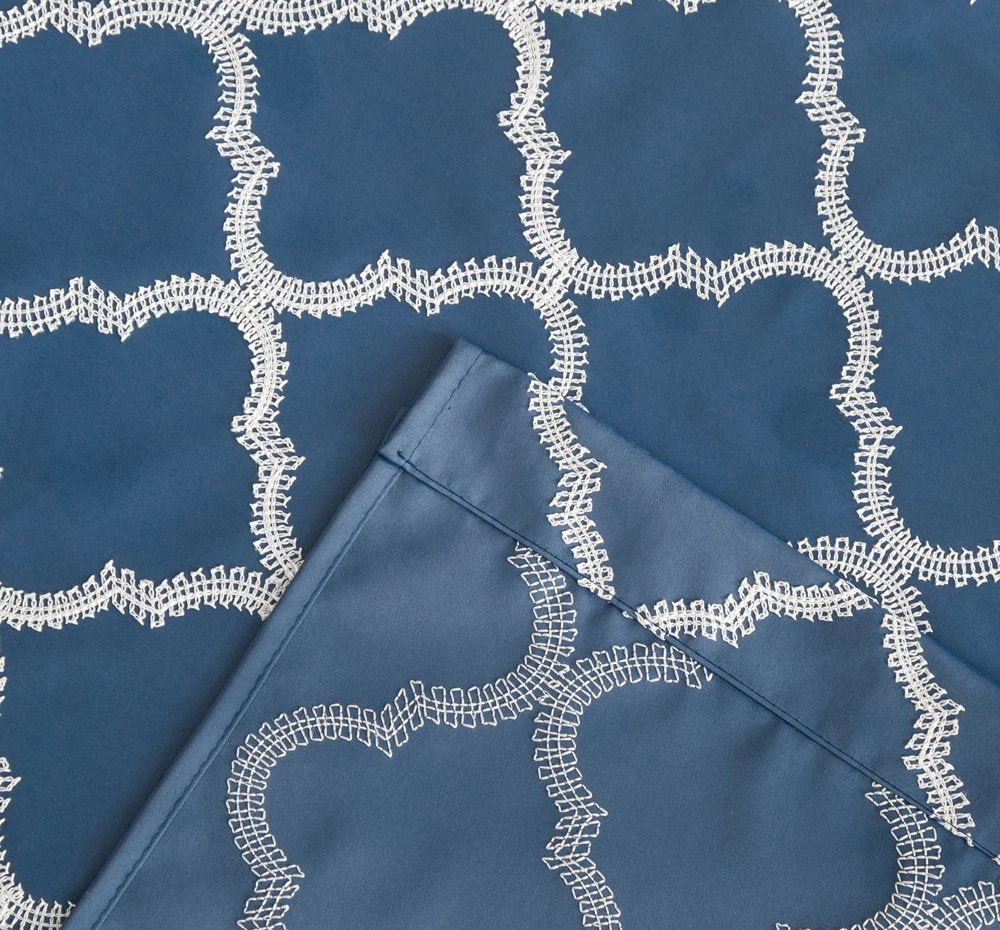 HLC.ME Lattice Embroidered Blackout Grommet Patio Door Panel - Teal 6 HLC.ME Lattice Embroidered Blackout Grommet Patio Door Panel - Teal