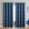 HLC.ME Onyx By Obscura Carol Floral Blackout Curtains - Teal - Set Of 2