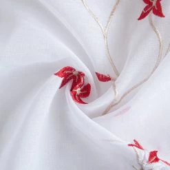 HLC.ME Emma Floral Sheer Grommet Curtain Panels - Burgundy - Set Of 2