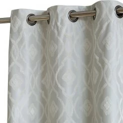 HLC.ME Blackout Curtains Trellis Flocked 100% Blackout Grommet Curtain Panels - Ivory - Set Of 2