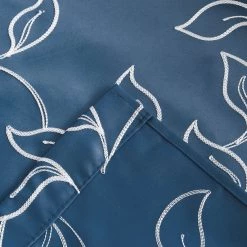 HLC.ME Onyx By Obscura Carol Floral Blackout Curtains - Teal - Set Of 2