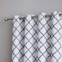 HLC.ME Lattice Embroidered Blackout Grommet Patio Door Panel - Grey/White