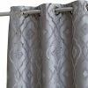 HLC.ME Trellis Flocked 100% Blackout Grommet Patio Door Panel - Charcoal Faux Linen Curtains