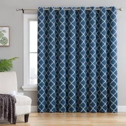 HLC.ME Lattice Embroidered Blackout Grommet Patio Door Panel - Teal