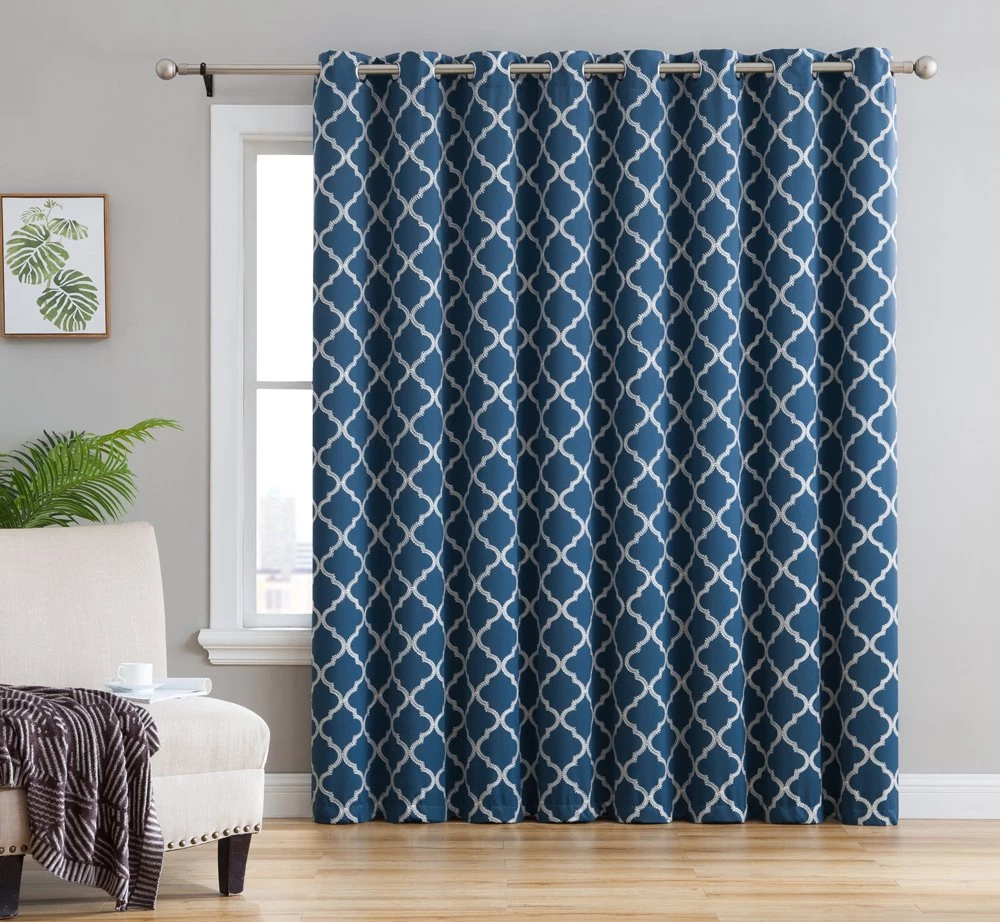 HLC.ME Lattice Embroidered Blackout Grommet Patio Door Panel - Teal 3 HLC.ME Lattice Embroidered Blackout Grommet Patio Door Panel - Teal