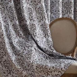 HLC.ME Damask Print 100% Blackout Grommet Patio Door Panel - Platinum White/Grey