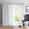 HLC.ME Lucento Sheer Grommet Patio Door Panel - Ivory Faux Linen Curtains
