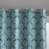 HLC.ME Damask Print 100% Blackout Grommet Curtain Panels - Teal Bl;ue - Set Of 2