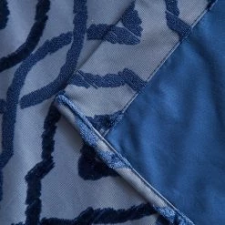 HLC.ME Trellis Flocked 100% Blackout Grommet Patio Door Panel - Navy Faux Linen Curtains 10 HLC.ME Trellis Flocked 100% Blackout Grommet Patio Door Panel - Navy Faux Linen Curtains